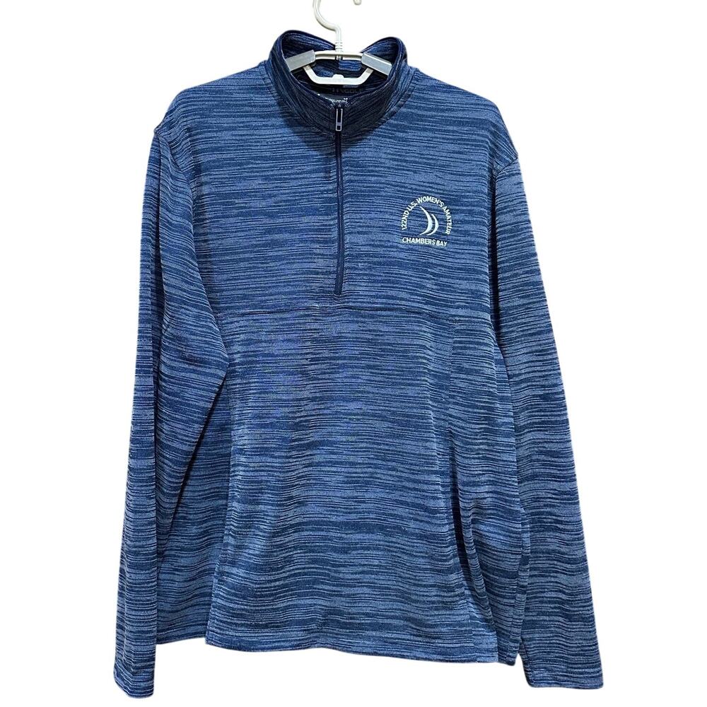 Under Armour Top Womens Size L Blue 1/4 Zip Loose Fit Long Sleeve Chambers Bay